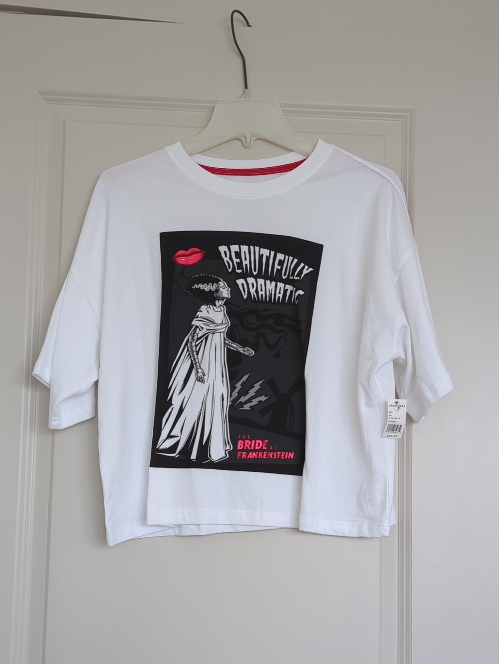 Universal White Graphic Tee with Bride of Frankenstein Design - Size